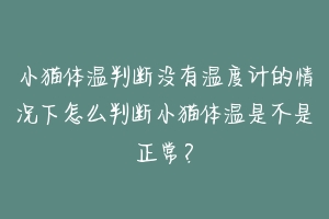 小猫体温判断没有温度计的情况下怎么判断小猫体温是不是正常？