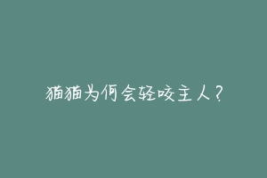 猫猫为何会轻咬主人？