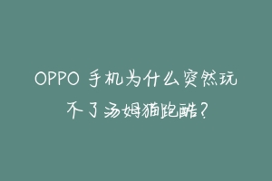 OPPO 手机为什么突然玩不了汤姆猫跑酷？