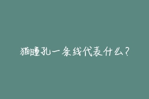 猫瞳孔一条线代表什么？