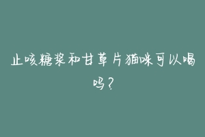 止咳糖浆和甘草片猫咪可以喝吗？