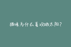 猫咪为什么喜欢晒太阳？