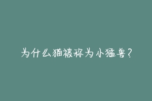 为什么猫被称为小猛兽？