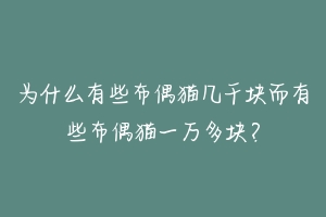 为什么有些布偶猫几千块而有些布偶猫一万多块？