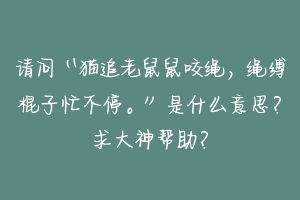 请问“猫追老鼠鼠咬绳，绳缚棍子忙不停。”是什么意思？求大神帮助？