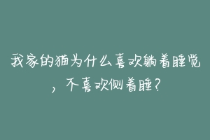 我家的猫为什么喜欢躺着睡觉，不喜欢侧着睡？