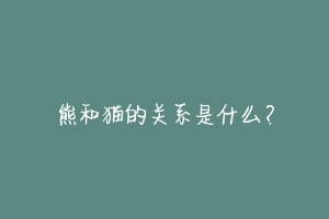 熊和猫的关系是什么？