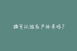 猫可以放在户外养吗？