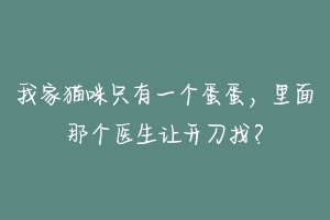 我家猫咪只有一个蛋蛋，里面那个医生让开刀找？