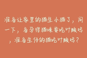 准备让家里的猫生小猫了，问一下，备孕得猫咪要吃叶酸吗，准备生仔的猫吃叶酸吗？