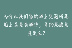 为什么我们家的猫上完厕所屁股上总是有猫沙，弄的屁股总是出血？