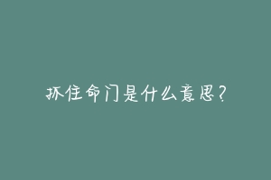 抓住命门是什么意思？