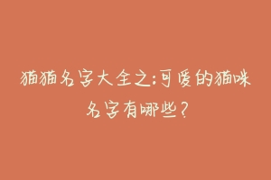 猫猫名字大全之:可爱的猫咪名字有哪些？