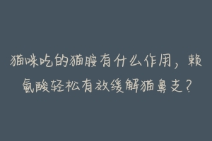 猫咪吃的猫胺有什么作用，赖氨酸轻松有效缓解猫鼻支？