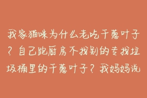 我家猫咪为什么老吃干葱叶子？自己跑厨房不找别的专找垃圾桶里的干葱叶子？我妈妈说它是不是身体里缺什么？