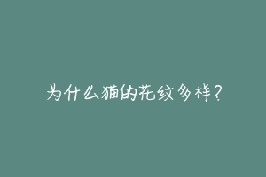 为什么猫的花纹多样？