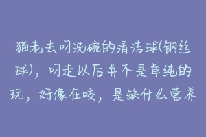 猫老去叼洗碗的清洁球(钢丝球)，叼走以后并不是单纯的玩，好像在咬，是缺什么营养了么？