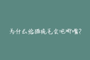 为什么给猫梳毛会吧唧嘴？