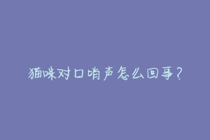 猫咪对口哨声怎么回事？