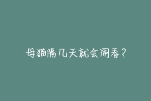 母猫隔几天就会闹春？