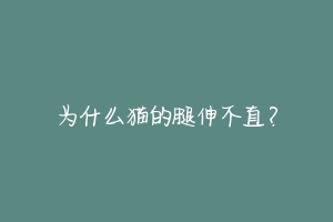 为什么猫的腿伸不直？