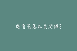 爱奇艺怎么关闭猫？