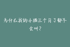 为什么我的小猫三个月了都不会叫？