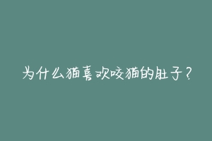 为什么猫喜欢咬猫的肚子？