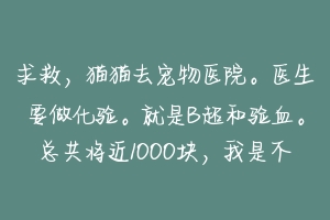 求救，猫猫去宠物医院。医生要做化验。就是B超和验血。总共将近1000块，我是不是被坑了？