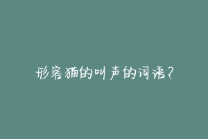 形容猫的叫声的词语？