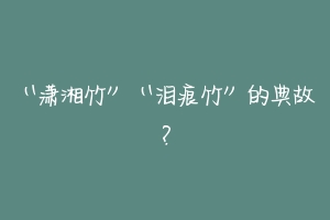 “潇湘竹”“泪痕竹”的典故？