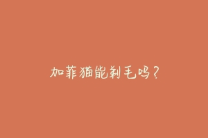 加菲猫能剃毛吗？