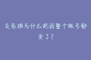 交易猫为什么把我整个账号都卖了？