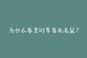 为什么家里时常有死老鼠？