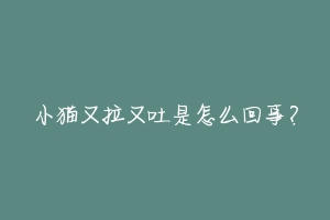 小猫又拉又吐是怎么回事？