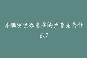 小猫发出吸鼻涕的声音是为什么？