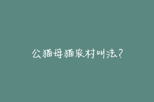 公猫母猫农村叫法？