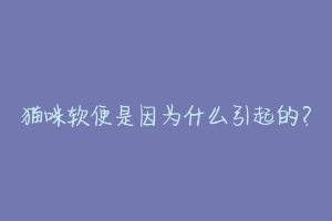 猫咪软便是因为什么引起的？