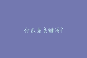 什么是关键词?