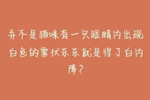 并不是猫咪有一只眼睛内出现白色的雾状东东就是得了白内障？