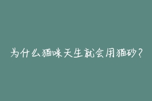 为什么猫咪天生就会用猫砂？