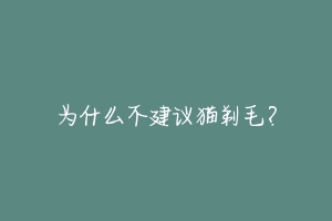 为什么不建议猫剃毛？