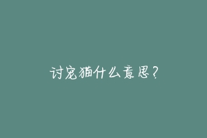 讨宠猫什么意思？