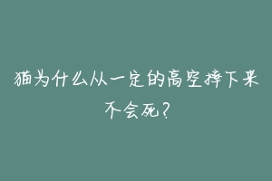 猫为什么从一定的高空摔下来不会死？