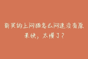 新买的上网猫怎么网速没有原来快，太慢了？