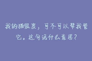 我的猫很皮，可不可以帮我管它。这句话什么意思？