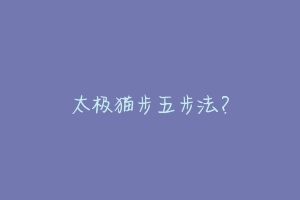 太极猫步五步法？