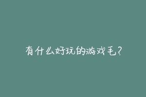 有什么好玩的游戏毛？