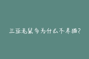 三亚老鼠多为什么不养猫？