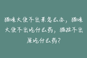 猫咪大便不出来怎么办，猫咪大便不出吃什么药，猫拉不出屎吃什么药？